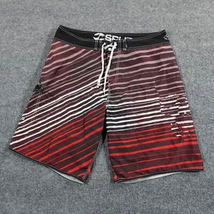 VTG Split Board Shorts Mens 36 Red Black Skull Printed Bermuda Surf Y2K  12933 - Picture 1 of 11