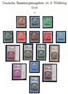 Deutsche Post in Elsass 1940 Satz 1/16 Hindenburg komplett gebraucht - Picture 1 of 3