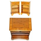 PAIR OF VINTAGE BURR YEW WOOD LAMP SIDE END WINE TABLES OPEN BOOKCASES