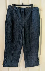 RQT Blue Pants Size 14 Button Detail Stretch Women's Relaxed Fit NWT - Picture 1 of 8