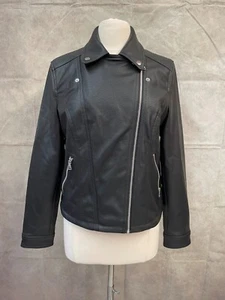 Express Women's Black Zipper Front Motorcycle Jacket Size L Large - Picture 1 of 6