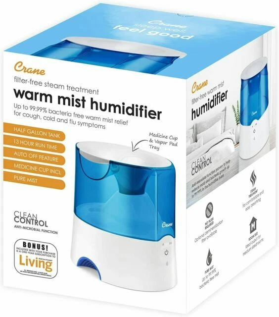 Crane EE-5202H 0.5 Gal. Warm Mist Humidifier - White