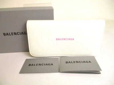 Auténtica billetera BALENCIAGA de cuero blanca para mujer con dinero fino en efectivo #9690 Foto 1 de 4