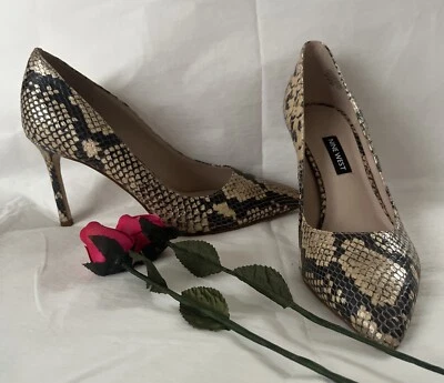 Nine West Faux Snakeskin Heels Shoes 7M - Image 1 of 4