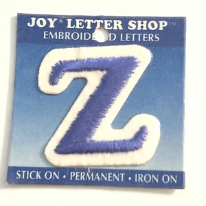Joy Letter Shop Blue Z 1.5” Iron Stick On Embroidered Patch Appliqué Crafting - Picture 1 of 5