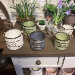 3PC 1/12 Scale Dollhouse Miniature White Model Uncolored Both Ears Flowerpot Kit - Picture 1 of 3