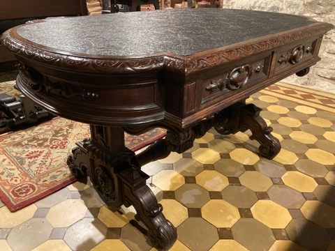 Victorian walnut partners desk possibly by Daniel Pabst or George Henkels Cover