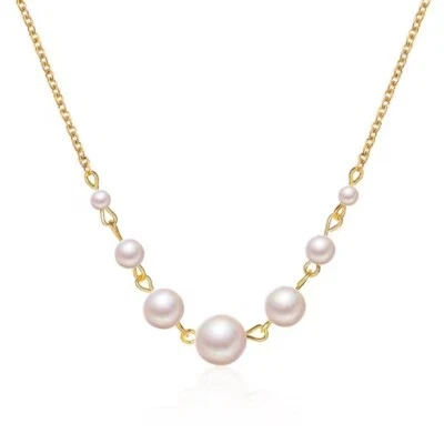 Fashion Women Jewelry Chain Necklace Classic Simple Pearls Smile Style 1885 - Image 1 of 3