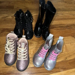 Toddler Girls Lot Of 4 Boots Sz 6 Carter Glitter Black Tall Lace Up Short NWOT - Picture 1 of 10