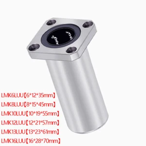 LMK 6/8/10/12/13/16LUU Long Square Flange Linear Motion Ball Bearing Slide Bush - Picture 1 of 5