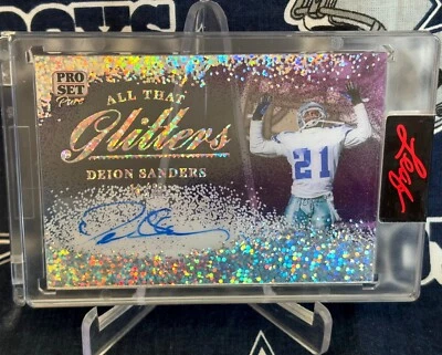 2023 Leaf ALL GLITTERS  Ice Holo Dallas Cowboys DEION SANDERS Autograph AUTO /25 - Image 1 of 4