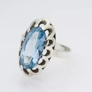 Silberring Blauer Stein 835er Silber 4,11 g 55 (17,5 mm Ø) - Bild 1 von 4