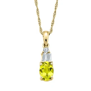 14K Yellow Gold Plated Peridot & Lab-Created White Sapphire Teardrop Pendant - Picture 1 of 1