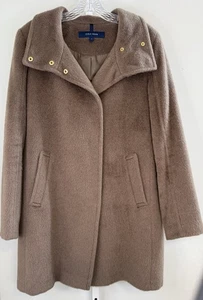 Cole Haan Women’s Wool Blend Coat 10 Brown Alpaca Blend Lined Mid Length Jacket - Picture 1 of 16