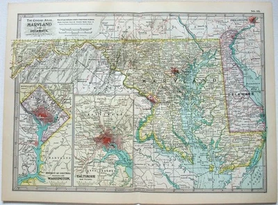 Maryland Delaware & DC - Original 1902 Map by The Century Company - Image 1 of 3
