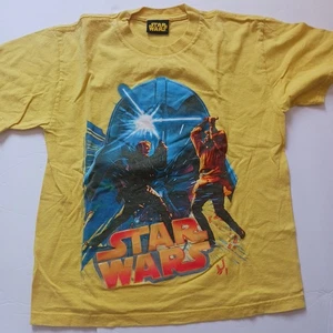 VTG Star Wars T-shirt Yellow 100% Cotton Screen print Ewan McGregor Size Small - Picture 1 of 11