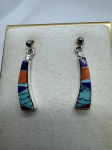 Southwest Design Multi Stein Inlay Ohrhänger in Sterling Silber 925 - Bild 1 von 5