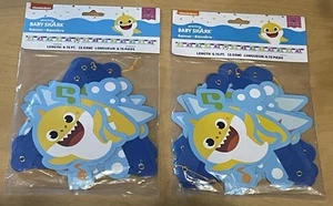Lot Of 2 Baby Shark Happy Birthday Banners 6.75 Ft. Long **BEST PRICE!** - Picture 1 of 3
