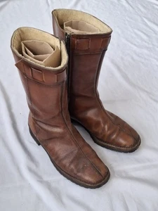 Stivali vintage in pelle marrone stivali di montone misura 6,5 Made in England - Foto 1 di 9