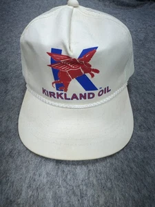 Kirkland Oil Hat Vintage Mesh Trucker Cap One Size Fits All Cream Red Blue - Picture 1 of 7