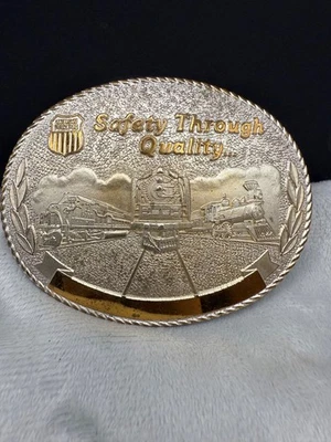 Hebilla de cinturón de ferrocarril vintage Union Pacific Lines tren papá regalo seguridad firmado Foto 1 de 4