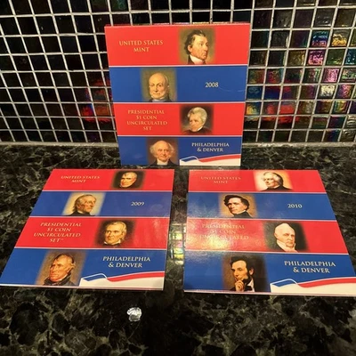 2008, 2009, 2010 P D (3)Presidential Dollar $1 Uncirculated 8 Coin Sets 24 Coins - Image 1 of 4