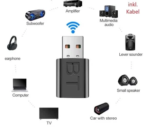 Bluetooth Empfänger 2 in 1 TV PC Audio Adapter Receiver 3.5mm - Bild 1 von 8