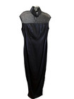 Vintage Cheongsam Qi Pao Dress Black  Satin + Muslin Traditional Chinese Gown S