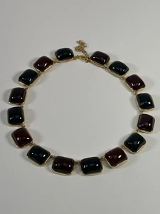 Collar De Colección Kenneth Jay Lane Multicolor Jalea Cabujón Bisel Dorado Eslabón 16 pulgadas - Imagen 1 de 9