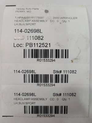 1997-06 JEEP WRANGLER Driver Left LH Headlight Sealed Beam W Bracket - Image 1 of 4