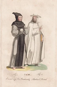 Orden Saint Paul Ermitaño Paulino Tracto de la Orden habit costume grabado en cobre 1821 - Imagen 1 de 1