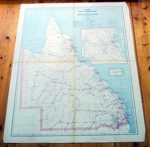 1888 Pic Atlas Large Antique Map Queensland, Railway - Picture 1 of 1