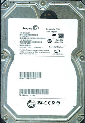 ST31500341AS, 9JU138-622,   HP23,  TK,  9VS   SEAGATE SATA 1.5TB  - Image 1 of 2