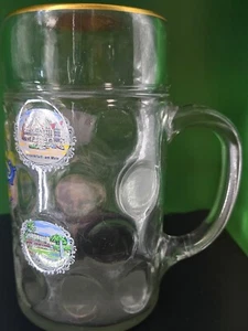 Vintage Frankfurt a. M. 1L Glasstein mit Goldrand - Germany - 8" hoch - Bild 1 von 2