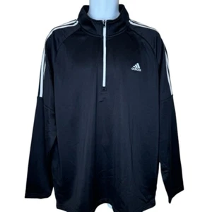 Adidas Golf Mens 1/4 Zip Pullover XL Shirt Jacket 3 Stripe Black Casual Active - Picture 1 of 8