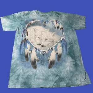 The Mountain Wolf Large T Shirt Heart Classic Graphic Print Blue Tie Dye 2013 - Picture 1 of 9