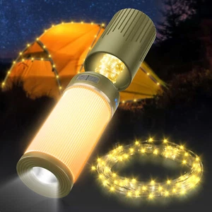 Cadena de luz amarilla para camping 49 pies multifuncional iluminación exterior lámpara antorcha LED - Imagen 1 de 23