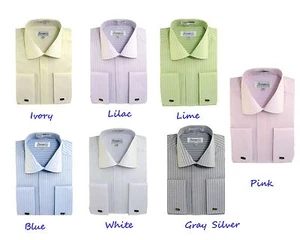 Camisa para hombre 60% algodón 40% poliéster puño francés tono y tono de Milano moda SG30 - Imagen 1 de 16