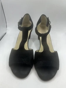 Ara Women’s Black Leather Suede Alias Sandals Shoes Heels Size 11.5 (Ara 8) Open - Picture 1 of 13
