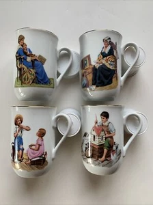 Vintage Norman Rockwell Museum Collection Set of 4 Coffee Cups Mugs 1986 - Picture 1 of 17