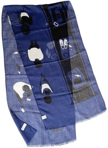 PAUL SMITH LANA LIGERA / BUFANDA AZUL MARINO OSCURO DE SEDA BNWT RARE fabricado en ITALIA - Imagen 1 de 12