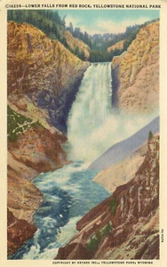 Postkarte Yellowstone Nationalpark Leinen Lower Falls unbespielt - Bild 1 von 2