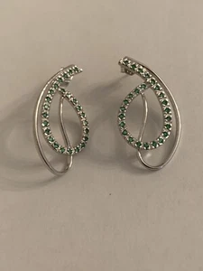 925 Sterling Silber Ohrringe simuliert Zirkonia grün - NEU - Bild 1 von 3