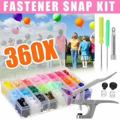 360 Sets Plastic Fastener Snap Kit Snap Pliers T5 Snap Buttons Hand-held Tools - Image 1 of 4