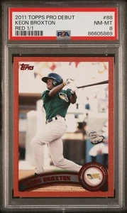 Keon Broxton 2011 Topps Pro Debut #88 Red 1/1 PSA 8 - Picture 1 of 2