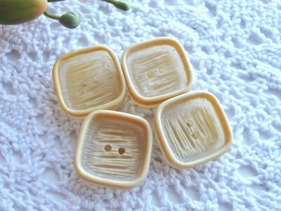 Vintage Estate Button lot Square Textured Matching 2-Hole Beige 1950's B411 - Image 1 of 4