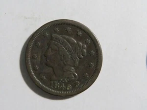 Vintage 1846 Braided Hair United States Copper Large Cent - Bild 1 von 2