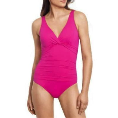 Lauren Ralph Lauren Womens Beach Club Twisted One Piece Swimsuit Pink Size 8 - Image 1 of 2