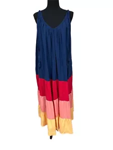 Old Navy Gr. 4X Boho Maxikleid ärmellos Quaste Stufen Landhaus Kern gefüttert - Bild 1 von 6