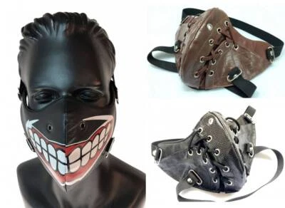 MÁSCARA FACIAL MEIA MOTOCICLETA PUNK PROTEÇÃO AO AR LIVRE GÓTICA COURO SINTÉTICO  - Imagem 1 de 4